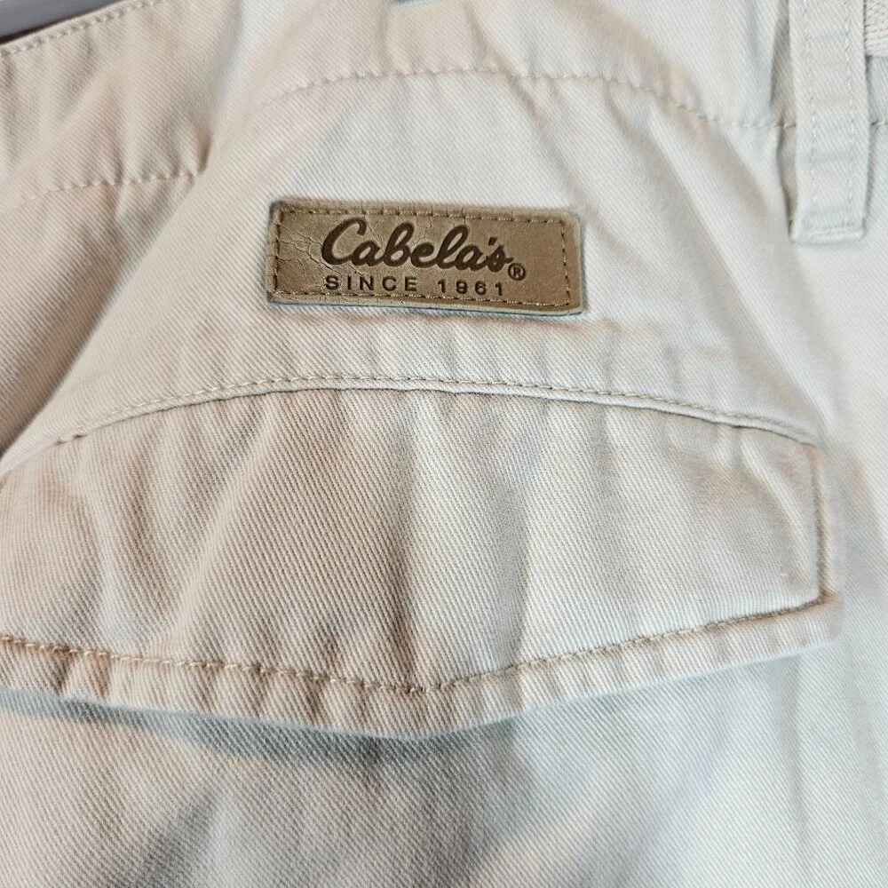 Cabela's Cargo Pants Mens 42 Tan Khakis Button Pocket Flaps Gorpcore Hiking Work